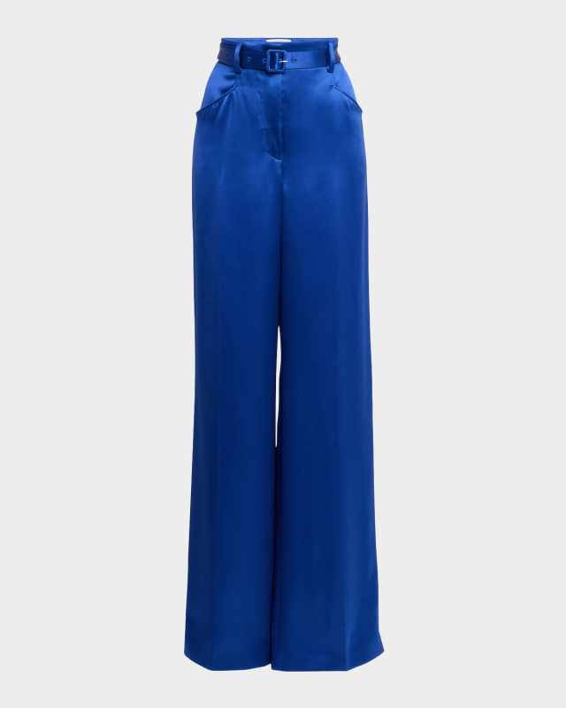 Norman Belted Silk Wide-Leg Pants